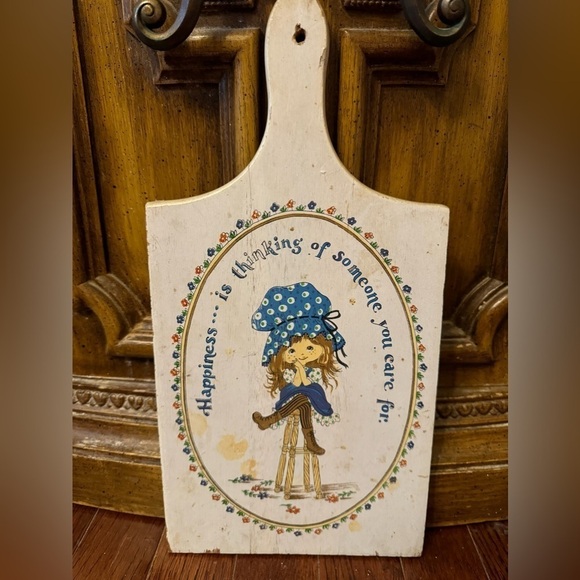 Scandinavian Blue Bonnet Girl White Cutting Board 1970s Vintage Kitchen Decor - Picture 1 of 4